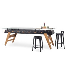 The RS Max Dining Table in Black With Stools.