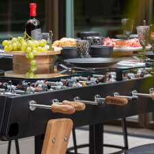 The RS Max Dining Table in Black close up.