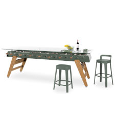 The RS Max Dining Table in Green With Stools.