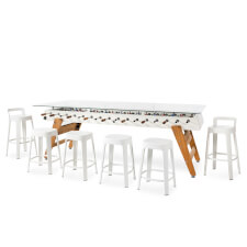 The RS Max Dining Table in White With Stools.