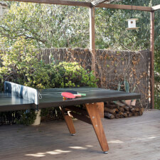 The RS Stationary Ping Pong Table in Black Outdoor.