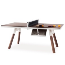 You and Me Tennis Table in Walnut and White.