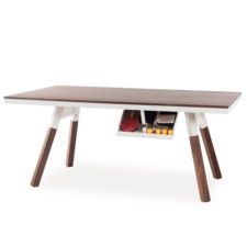 You and Me Tennis Table in Walnut and White.