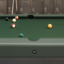 Diagonal Indoor Pool Table in Green.
