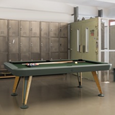 Diagonal Indoor Pool Table in Green.