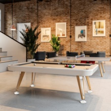 Diagonal Indoor Pool Table in White.