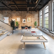 Diagonal Indoor Pool Table in White.