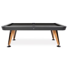 The Diagonal Outdoor Pool Table In Black with Black Cloth.