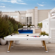 The Diagonal Outdoor Pool Dining Table In White.