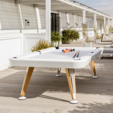 The Diagonal Outdoor Pool Dining Table In White.
