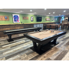 The Hamilton pool table alongside its sibling, the Hamilton shuffleboard.