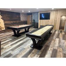 The Hamilton shuffleboard alongside its sibling, the Hamilton pool table.