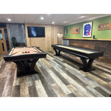 The Hamilton shuffleboard alongside its sibling, the Hamilton pool table.