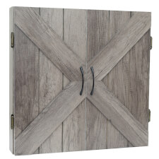 Strikeworth Bristle Dartboard and Cabinet closed.