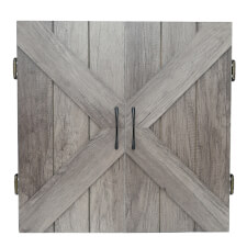 Strikeworth Bristle Dartboard and Cabinet closed.