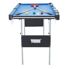 The Tekscore Compact folding pool table.