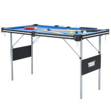 The Tekscore Compact folding pool table.