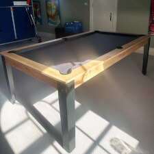 The Pureline Regal Pool table with grey cloth.
