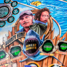 The Stern Jaws LE Pinball Machine Playfield Details.