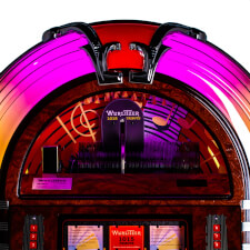 The Wurlitzer 1015 tribute CD Jukebox cabinet top.