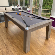 The Modern Slate Bed Pool table in driftwood finish.