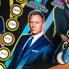 The Stern James Bond 007 60th Anniversary pinball machine playfield details.