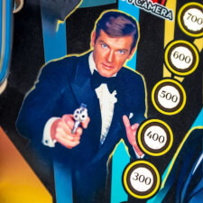 The Stern James Bond 007 60th Anniversary pinball machine playfield details.