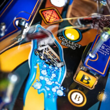 The Stern James Bond 007 60th Anniversary pinball machine playfield details.