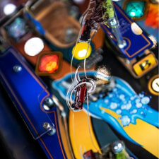 The Stern James Bond 007 60th Anniversary pinball machine playfield details.