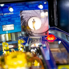The Stern James Bond 007 60th Anniversary pinball machine playfield details.