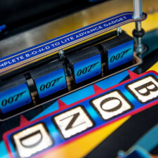 The Stern James Bond 007 60th Anniversary pinball machine playfield details.