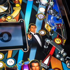 The Stern James Bond 007 60th Anniversary pinball machine playfield details.