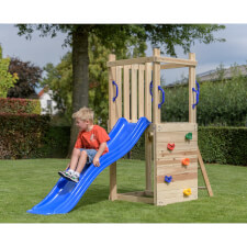 A kid playing in the Mari Wooden Playcentre.