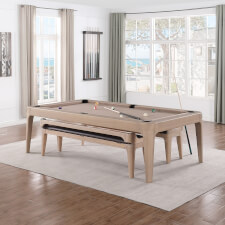 The Malta slate bed pool table with seats.