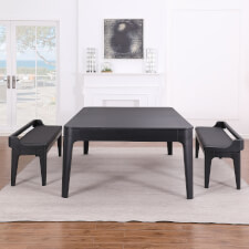 The Malta in Black Ash with optional tops and benches.