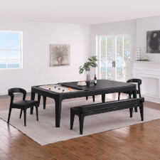 The Malta in Black Ash with optional chairs, tabletop and benches.