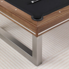 The Marseille slate bed pool dining table in walnut corner.