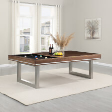 The Marseille slate bed pool dining table in walnut with top.