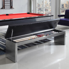 The New York slate bed pool table storage bench.