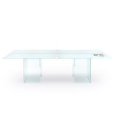 The Crystal Glass tennis table in white. 
