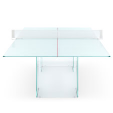 The Crystal Glass tennis table in white. 