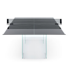 The Crystal Glass tennis table in white. 