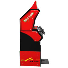 The A1Up Ridge Racer arcade machine right.