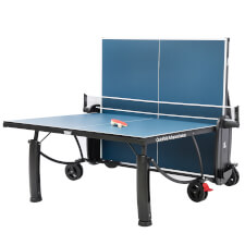 The Quickfold Indoor 18 tennis table hald open.