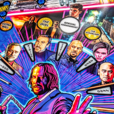 The John Wick Pro Pinball Machine playfield features.
