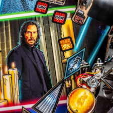 The John Wick Pro Pinball Machine playfield features.