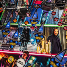 The John Wick Premium Pinball Machine playfield features.