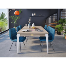 The Elan in Oak with matching dining tops.