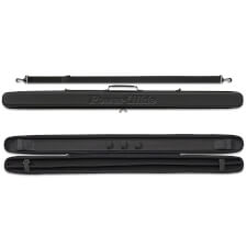 The Peradon cue case Svartur in black open and close case.