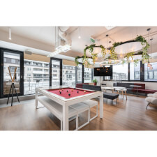 The Fusion in white with benches,